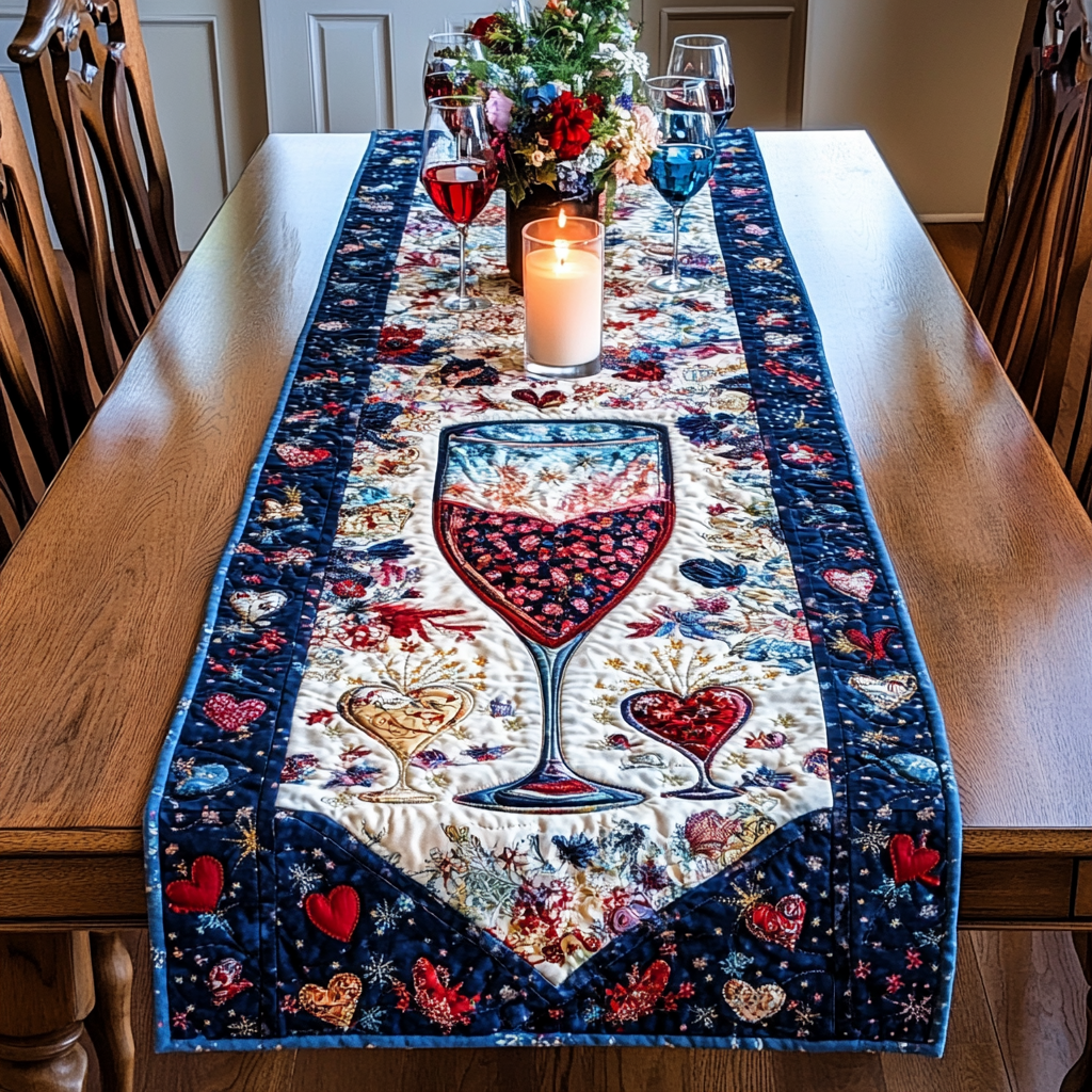 Americana Glow Quilted Table Runner  4th Of July Table Runner Best Independence Day Gifts