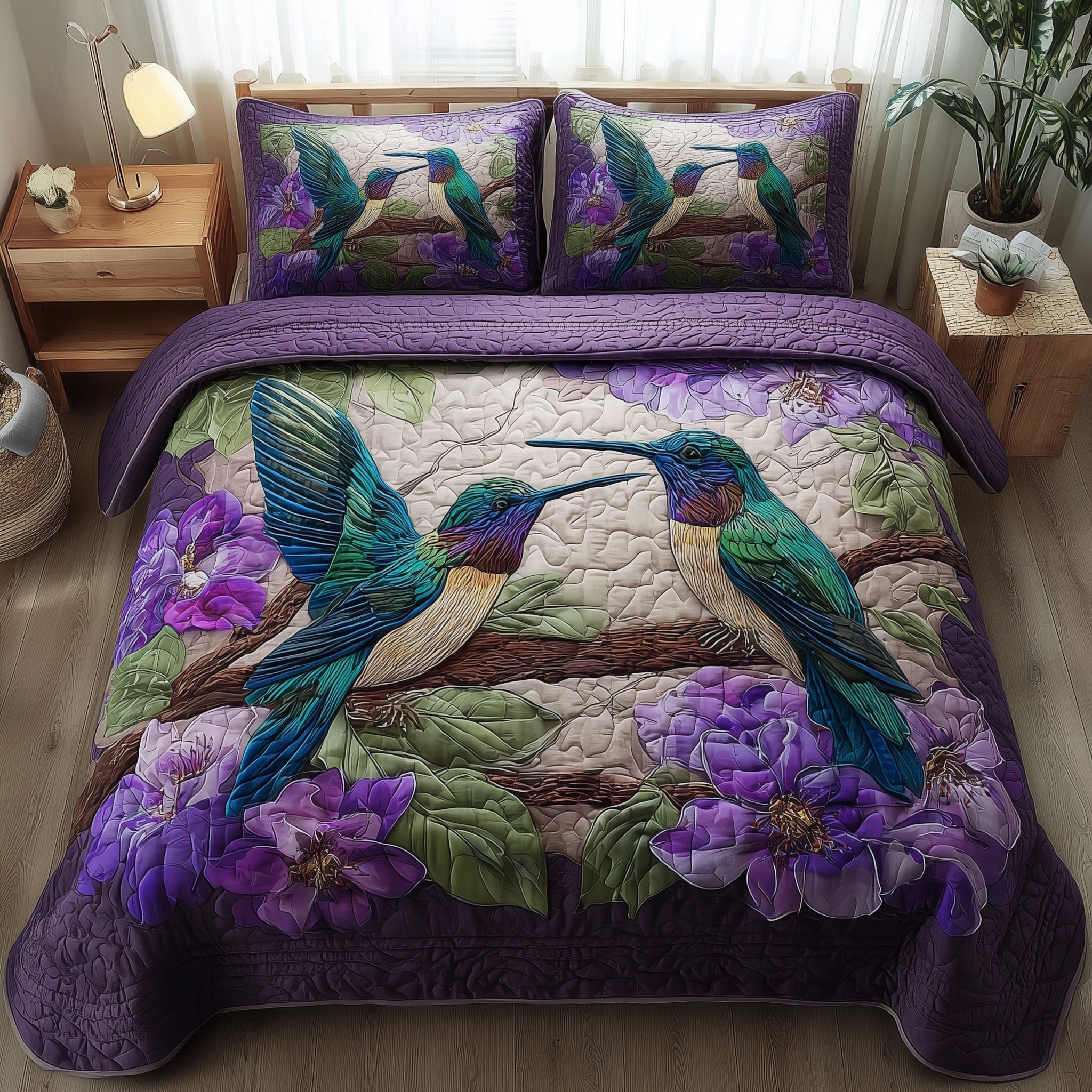 Amethyst Love Quilted Bedding Set Room Decoration Items Gift For Elegant Homes - Tradiviet
