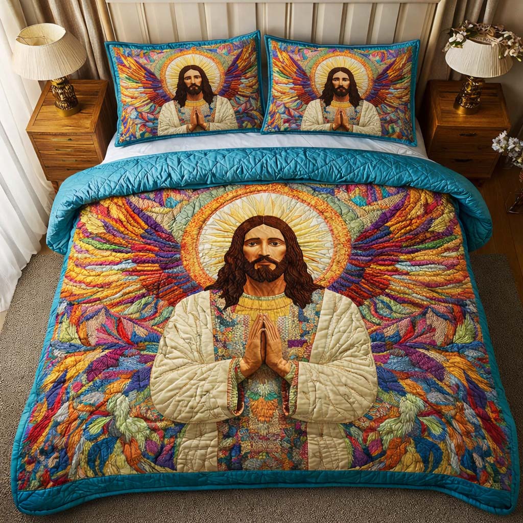 Angelic Prayer Quilted Bedding Set Bedroom Decorations Gift For Peaceful Spaces - Tradiviet