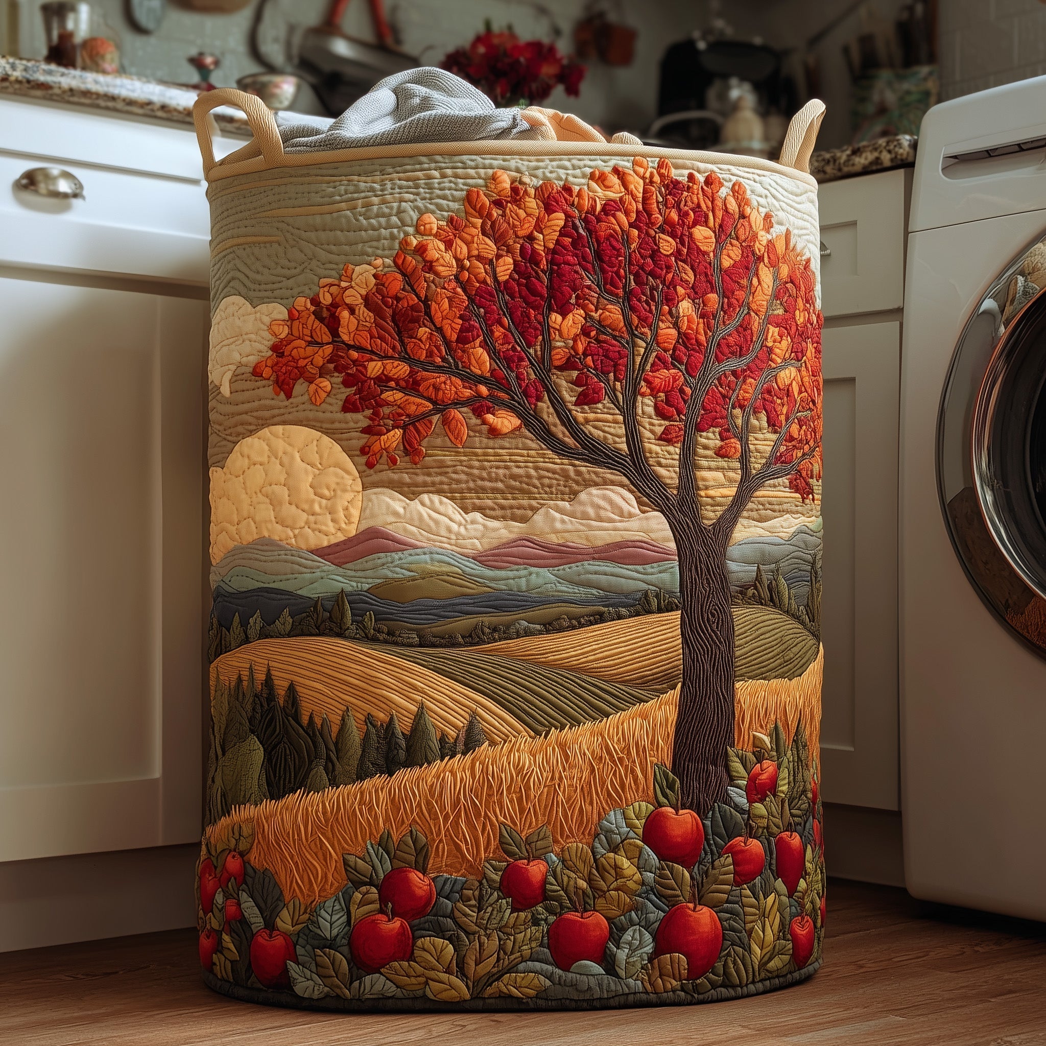Apple Hills Quilted Laundry Basket Cute Baskets Good Mothers Day Gifts - Tradiviet