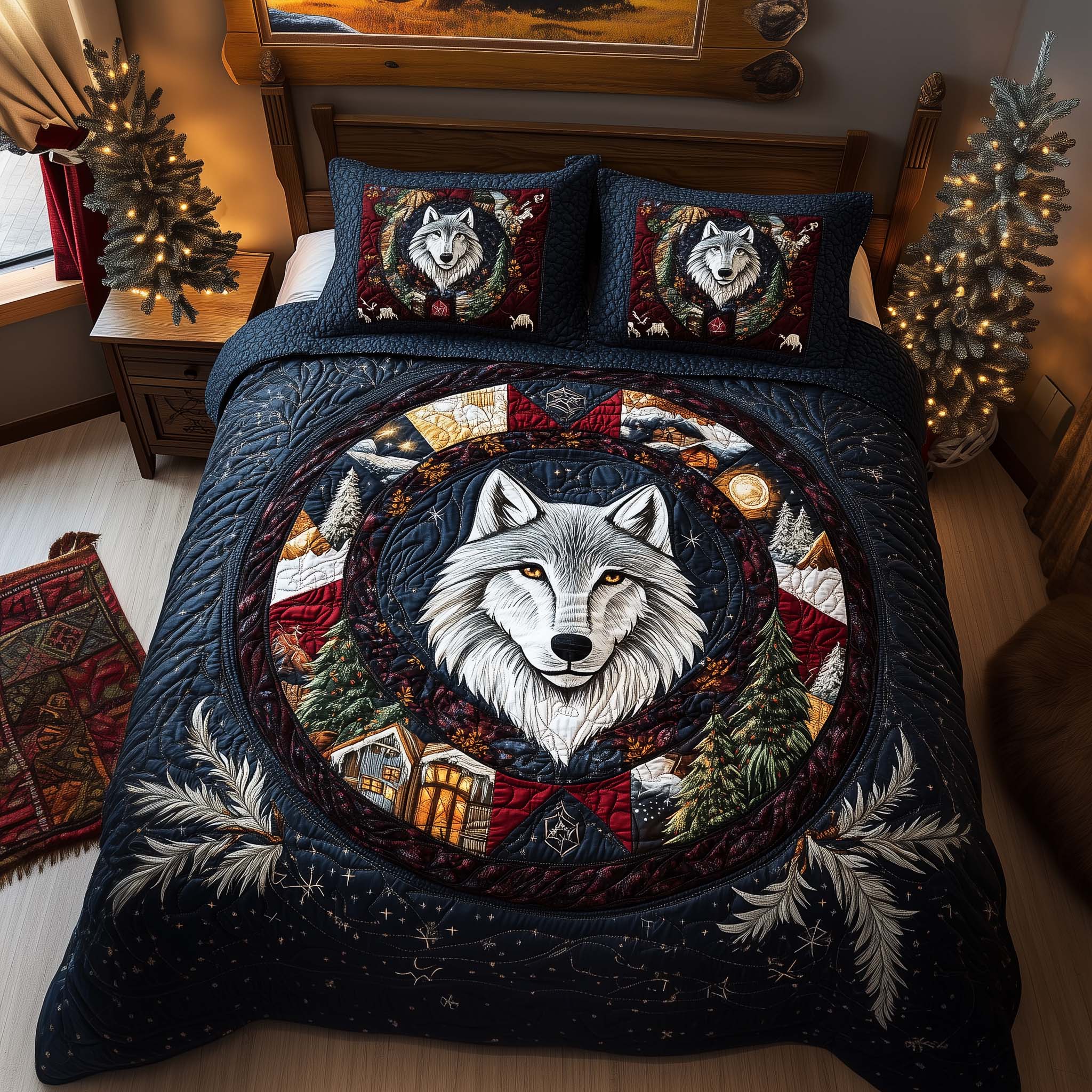 Arctic Crest Quilted Bedding Set Mens Bedroom Decor Gift For Winter Holidays - Tradiviet