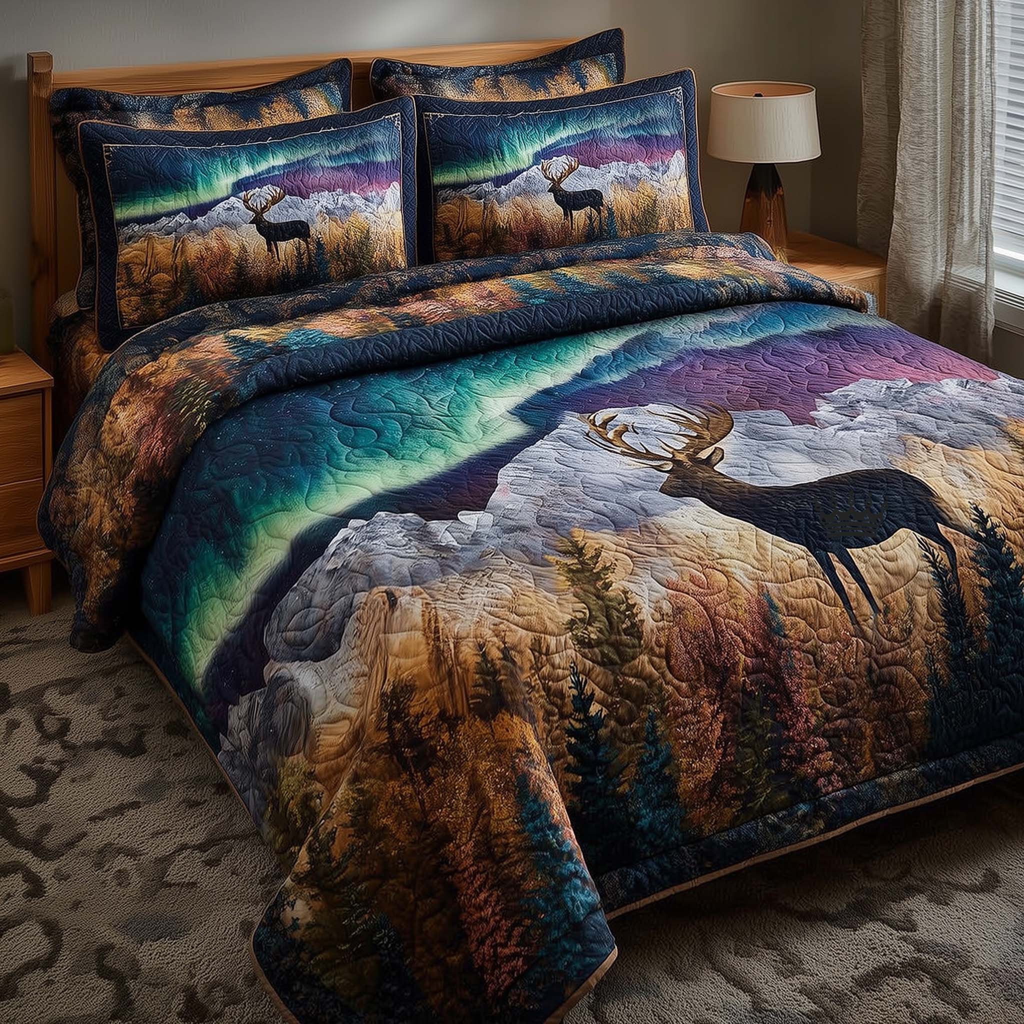 Aurora Dream Quilted Bedding Set Bedroom Decorations Gift For Nature Lovers - Tradiviet