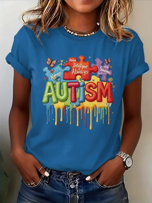 Autism Always T-Shirt Colorful Puzzle Pieces Dripping Clothing Gift For Celebrate Autism - Tradiviet - Image 3