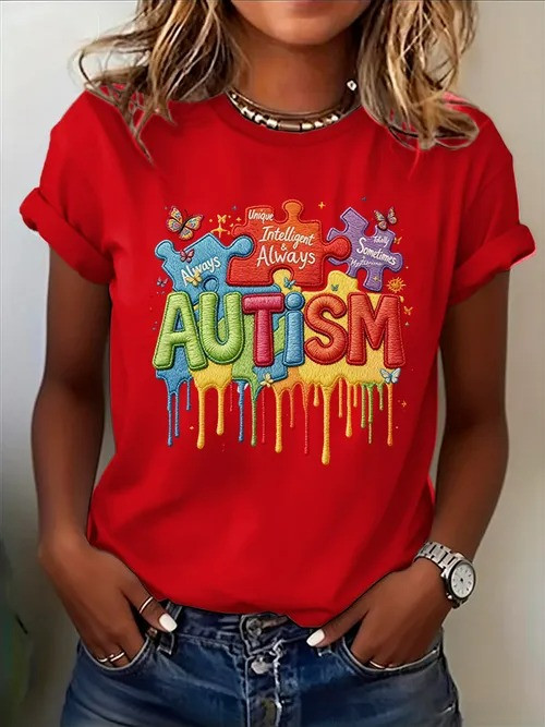 Autism Always T-Shirt Colorful Puzzle Pieces Dripping Clothing Gift For Celebrate Autism - Tradiviet - Image 4