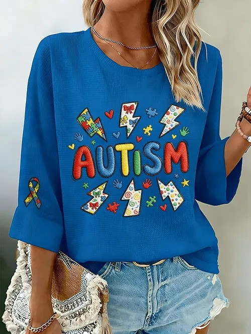 Autism Awareness long Sleeve Shirt Support Acceptance And Love Graphic Tee Gift For Women - Tradiviet - Image 3