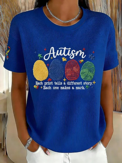 Autism Awareness T-Shirt Colorful Fingerprints Each Print Tells A Different Story Gift For Supporter - Tradiviet - Image 3