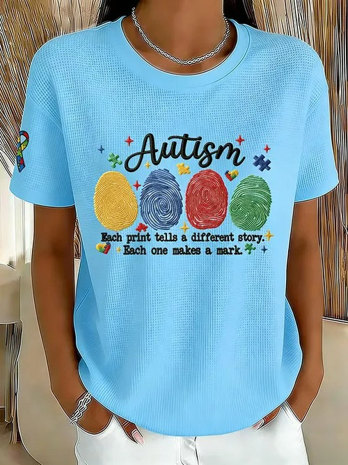 Autism Awareness T-Shirt Colorful Fingerprints Each Print Tells A Different Story Gift For Supporter - Tradiviet - Image 4