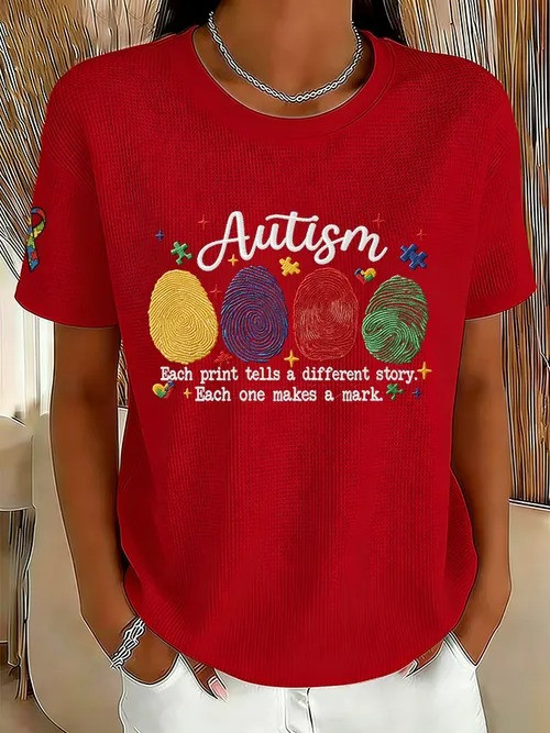 Autism Awareness T-Shirt Colorful Fingerprints Each Print Tells A Different Story Gift For Supporter - Tradiviet - Image 2