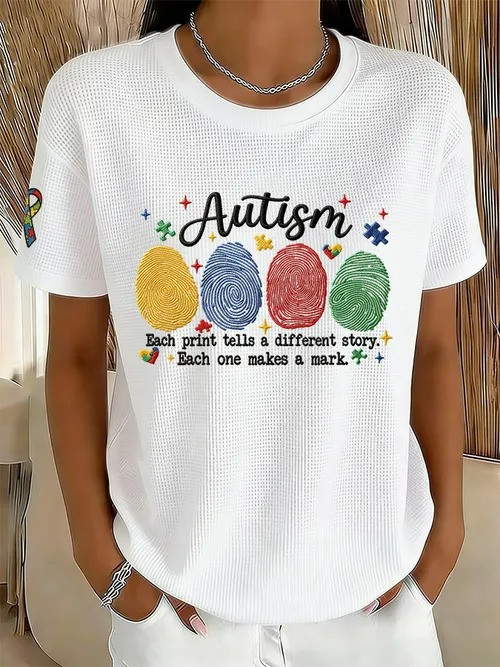 Autism Awareness T-Shirt Colorful Fingerprints Each Print Tells A Different Story Gift For Supporter - Tradiviet