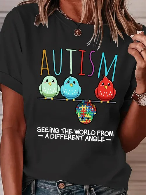 Autism Birds T-Shirt Seeing The World From A Different Angle Clothing Gift For Autism Awareness - Tradiviet