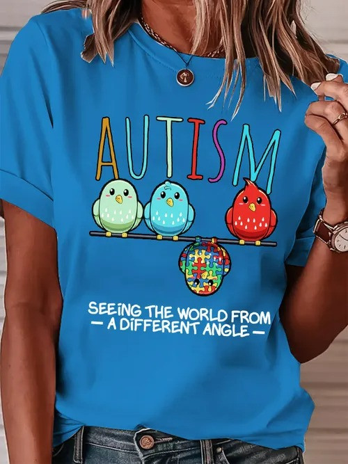 Autism Birds T-Shirt Seeing The World From A Different Angle Clothing Gift For Autism Awareness - Tradiviet - Image 3