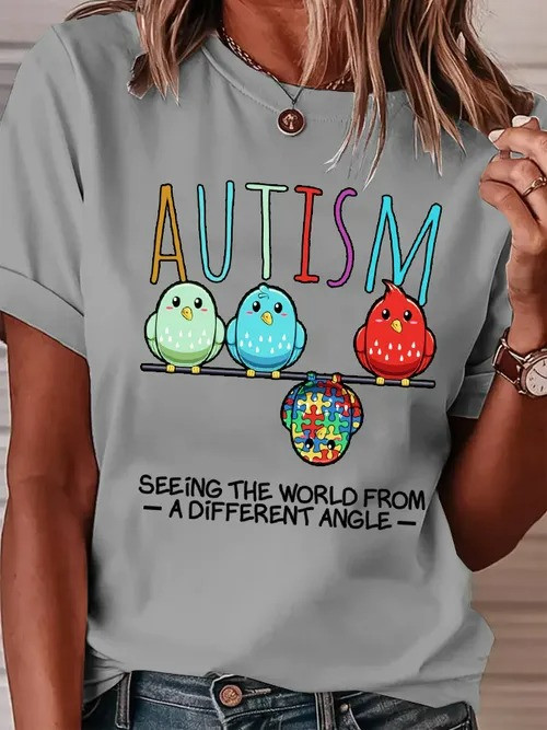 Autism Birds T-Shirt Seeing The World From A Different Angle Clothing Gift For Autism Awareness - Tradiviet - Image 4