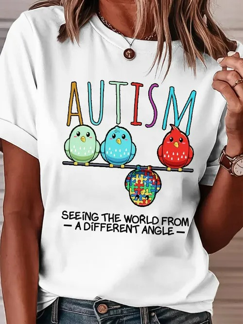 Autism Birds T-Shirt Seeing The World From A Different Angle Clothing Gift For Autism Awareness - Tradiviet - Image 2