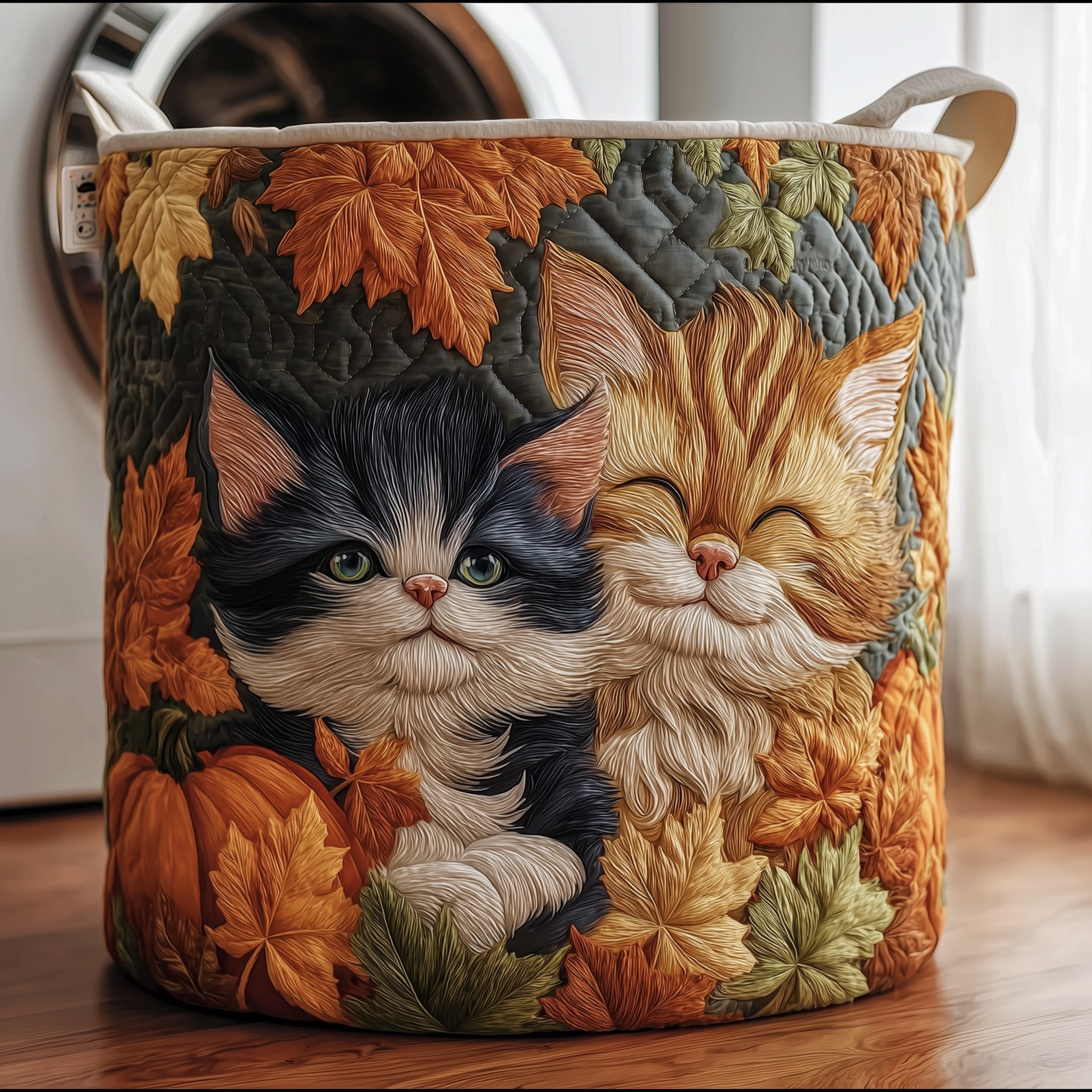 Autumn Dreamy Cat Quilted Laundry Basket Cute Baskets Presents For Sister In Law - Tradiviet