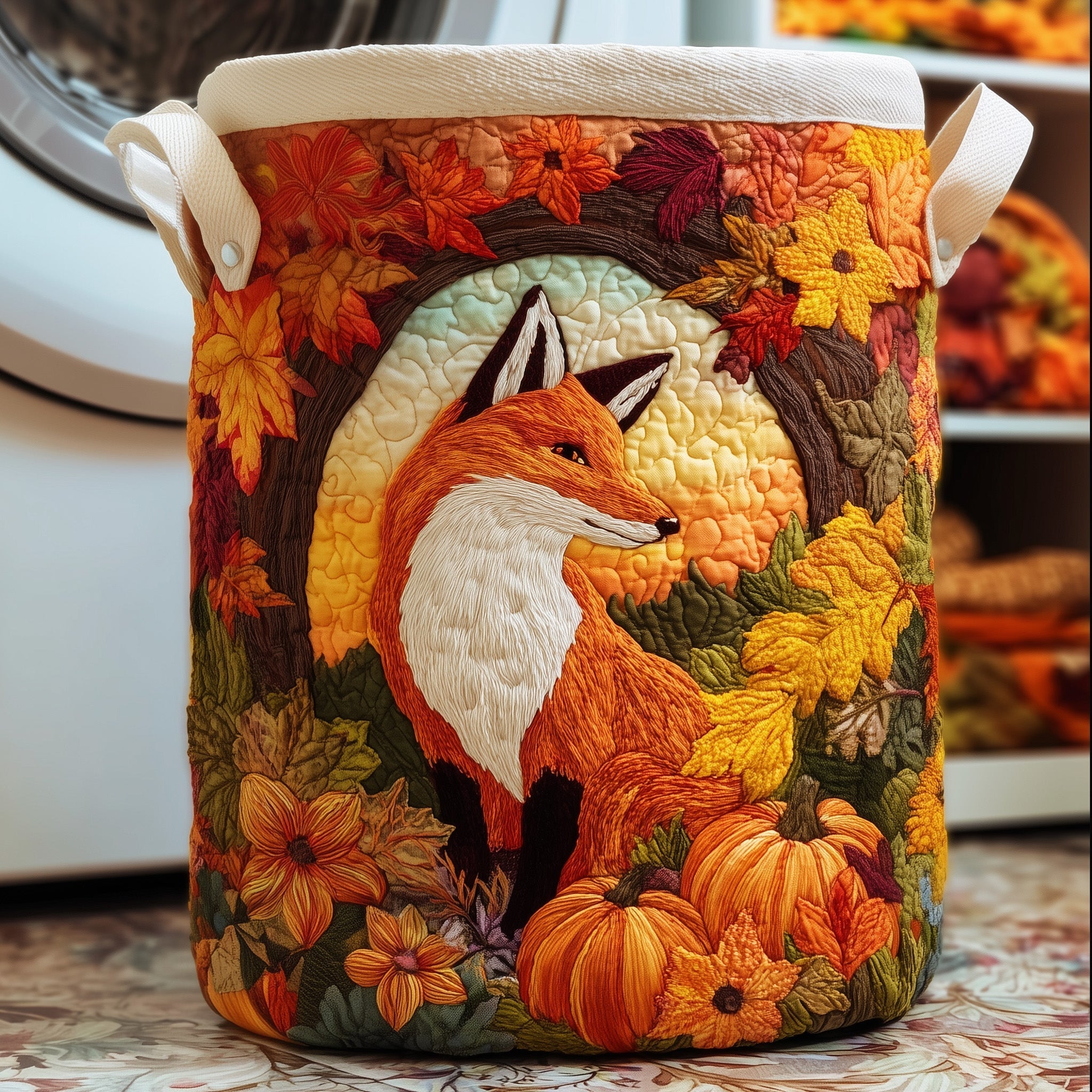 Autumn Fox Quilted Laundry Basket Cute Baskets Best Mothers Day Gifts - Tradiviet