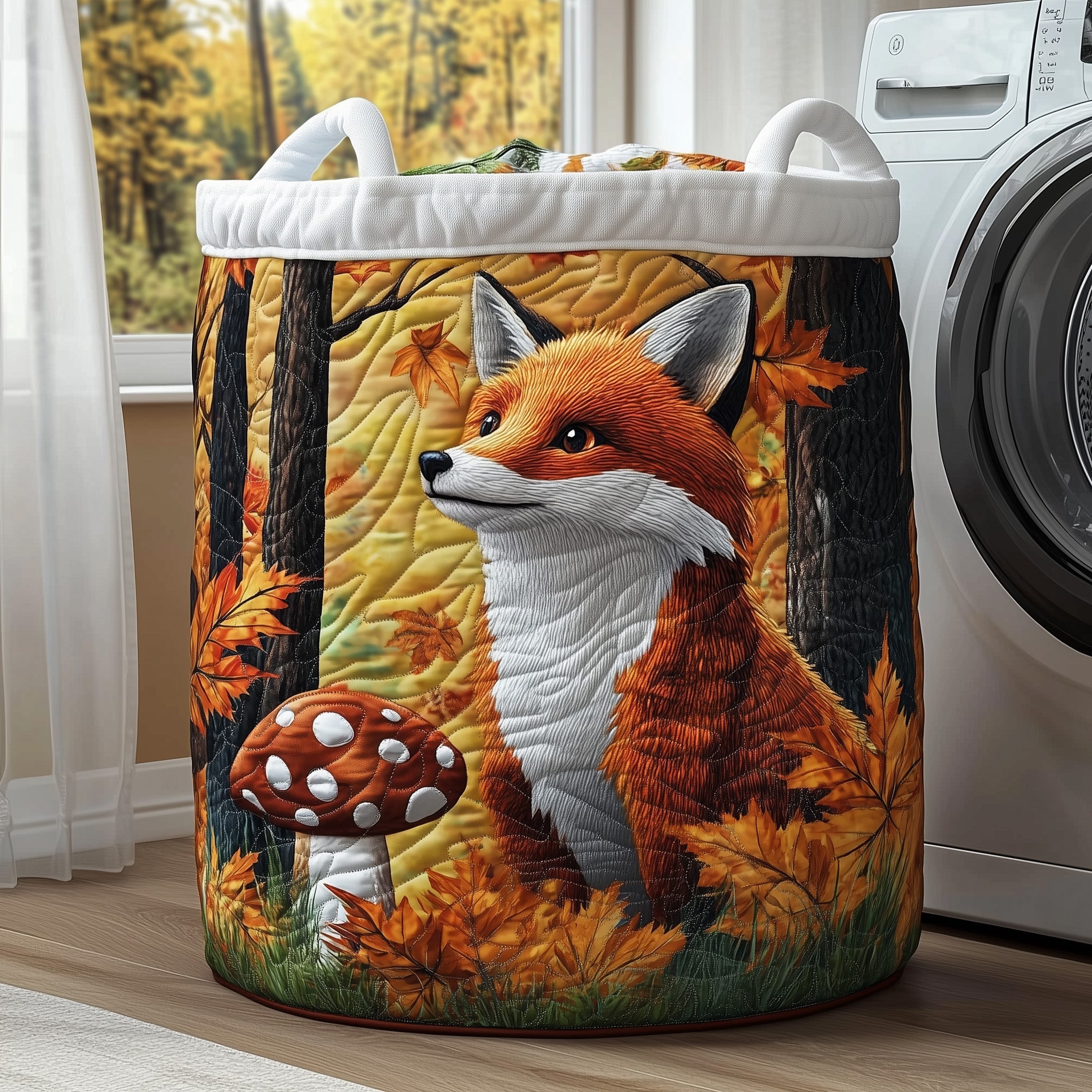 Autumn Fox Quilted Laundry Basket Funny Baskets Happy Mother's Day - Tradiviet