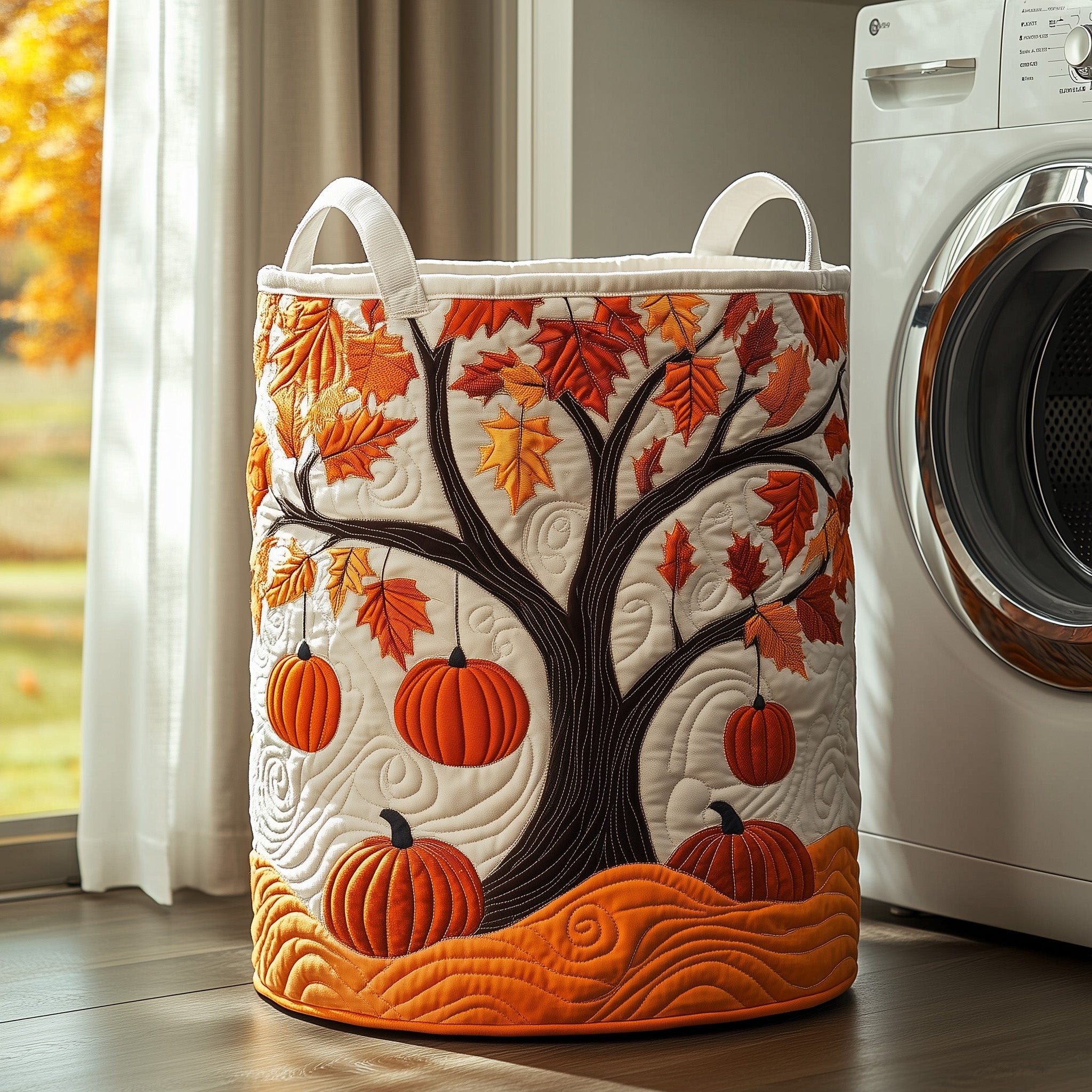 Autumn Pumpkin Quilted Laundry Basket Best Laundry Hamper Moms Day Gifts - Tradiviet