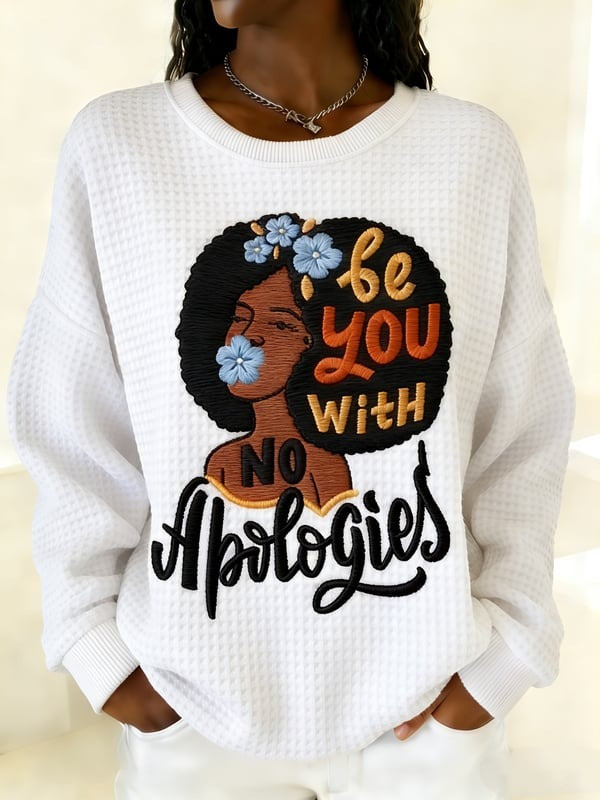 Be You With No Apologies Waffle Sweatshirt Black Woman Empowerment Crewneck Gift For Her - Tradiviet - Image 2