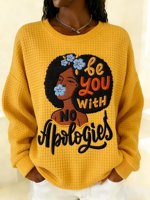 Be You With No Apologies Waffle Sweatshirt Black Woman Empowerment Crewneck Gift For Her - Tradiviet - Image 6