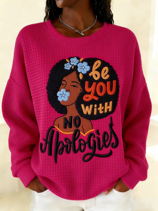 Be You With No Apologies Waffle Sweatshirt Black Woman Empowerment Crewneck Gift For Her - Tradiviet - Image 4