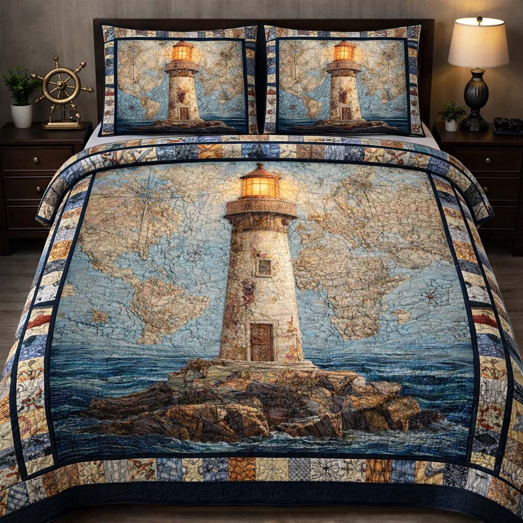 Beacon Of Seas Quilted Bedding Set Room Decoration Items Beacon Of Seas Gift For Seafarers - Tradiviet