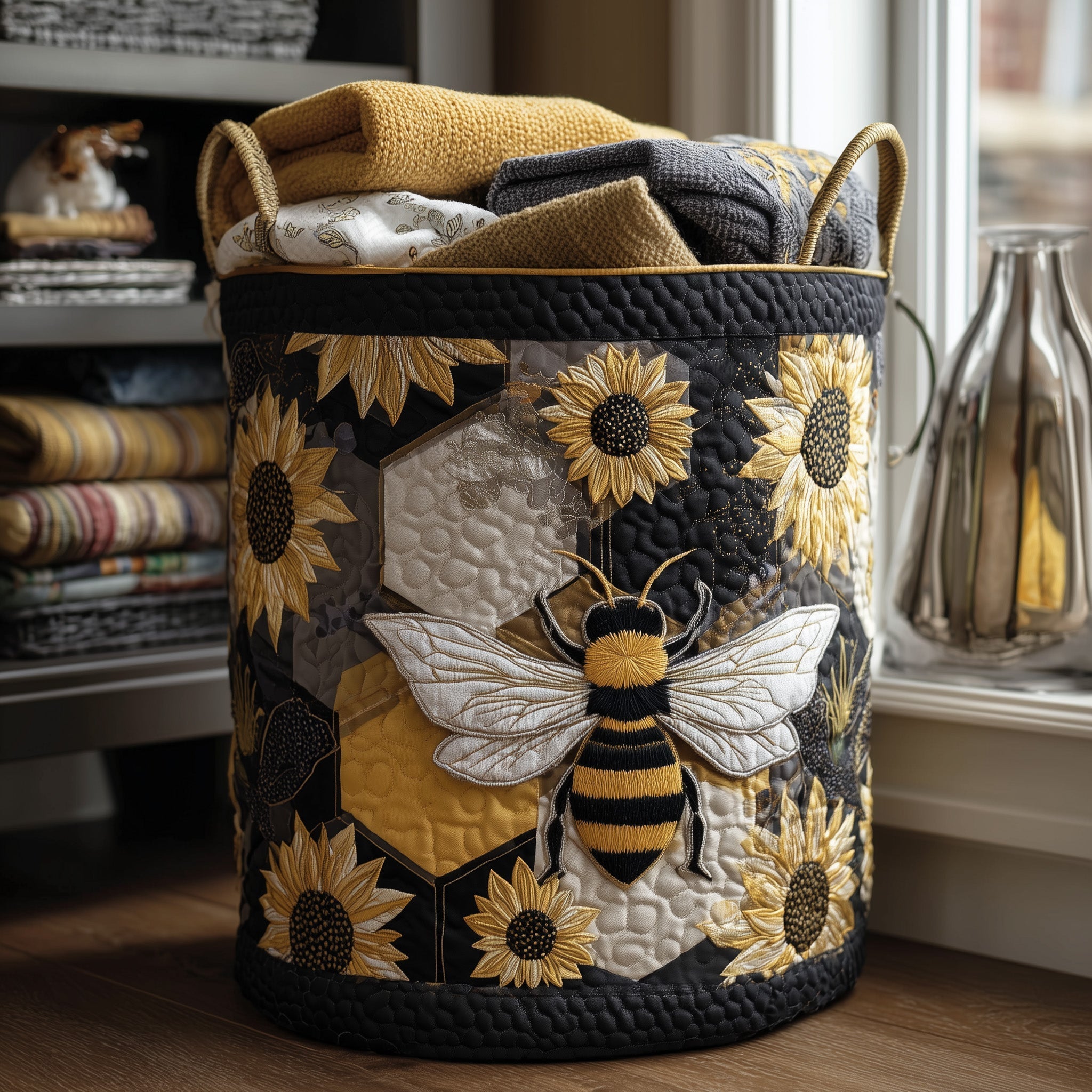 Bee Dream Quilted Laundry Basket Cute Laundry Hamper Mother's Day Gifts For Mom - Tradiviet