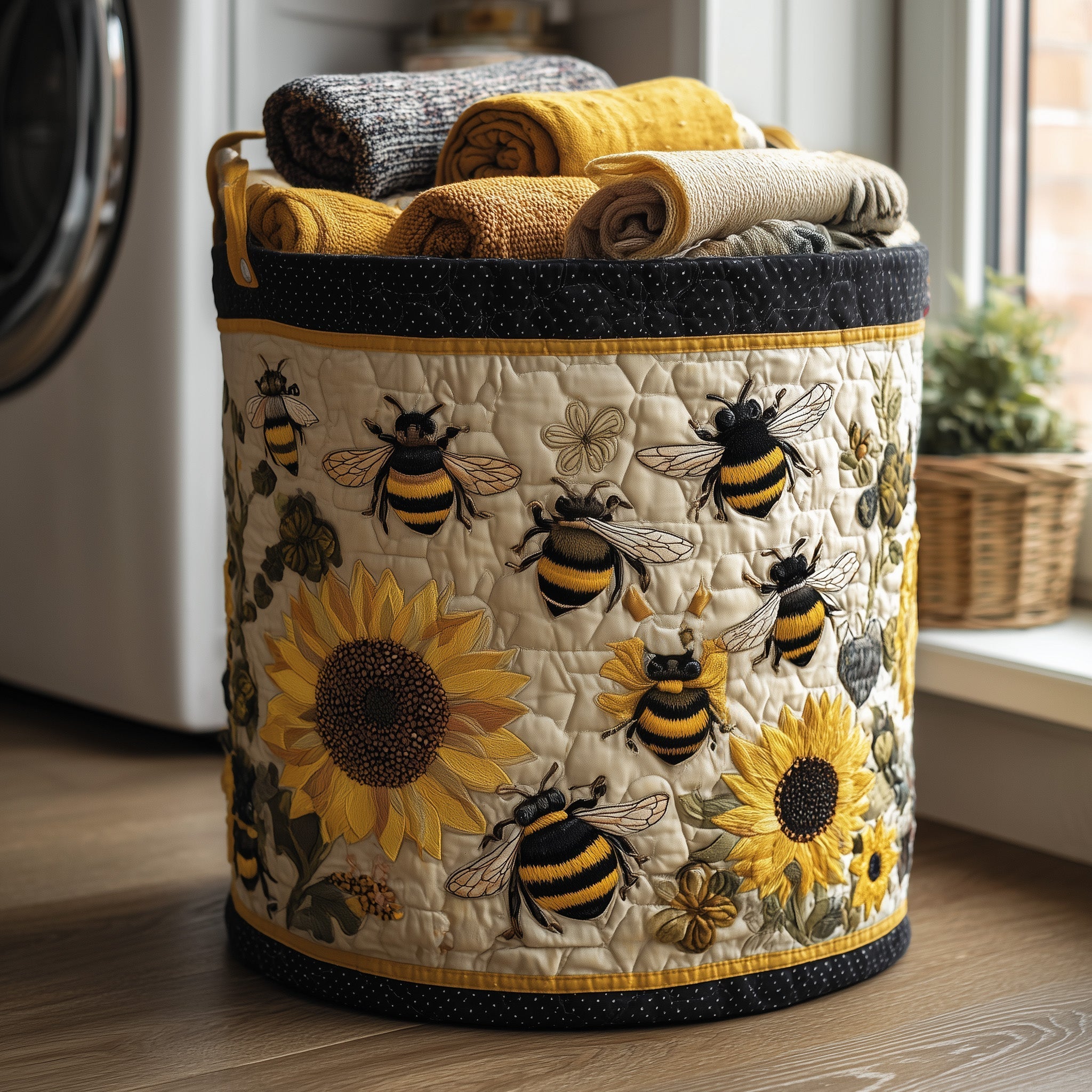 Bee Heaven Quilted Laundry Basket Adorable Laundry Basket Best Father's Day Gifts - Tradiviet