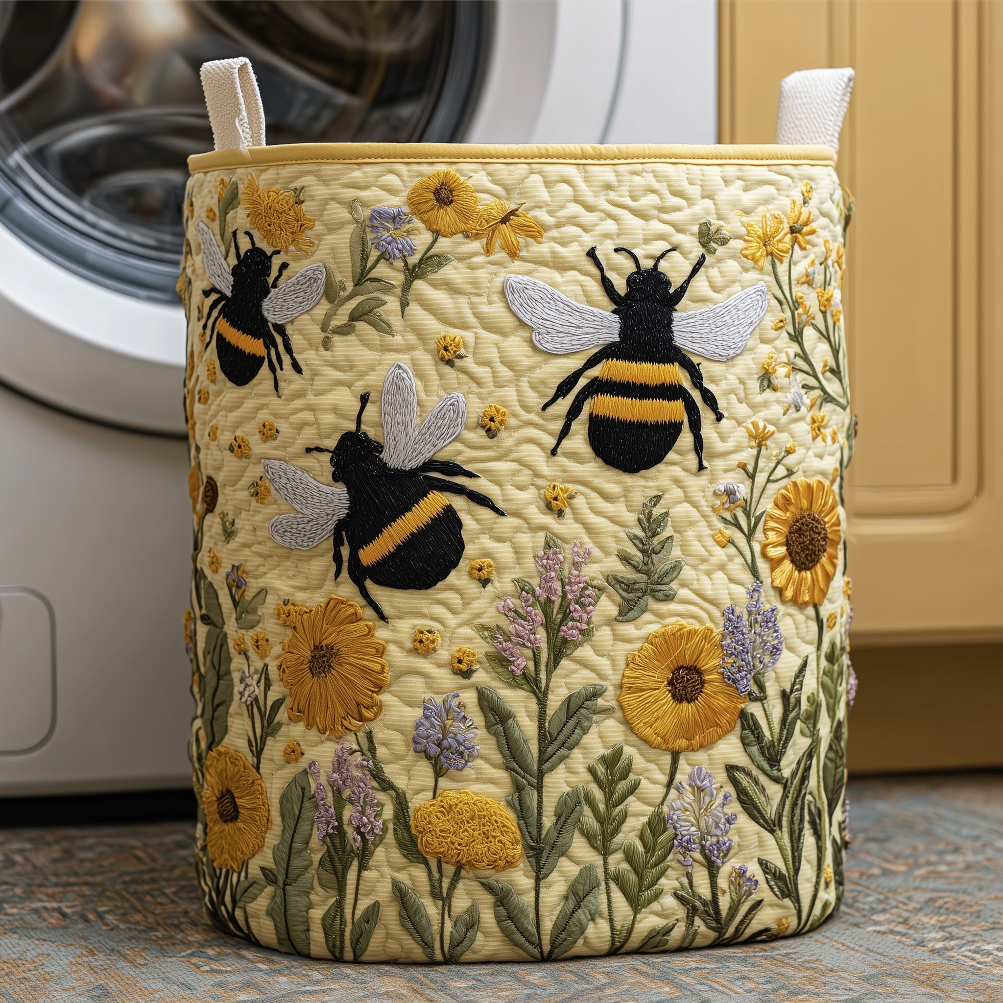 Bee Pollen Garden Quilted Laundry Basket Aesthetic Storage Baskets Great Father's Day Gifts - Tradiviet