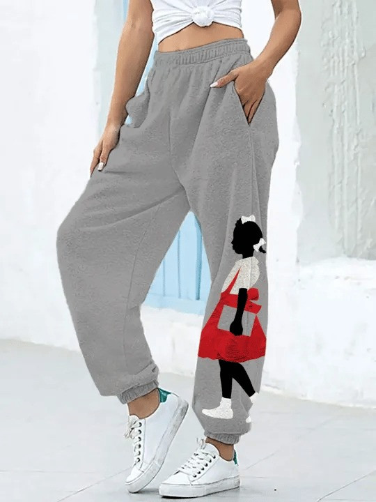 Black Girl Art Jogger Sweatpants Empowered Afro Woman Graphic Merch Gift For Women - Tradiviet - Image 3