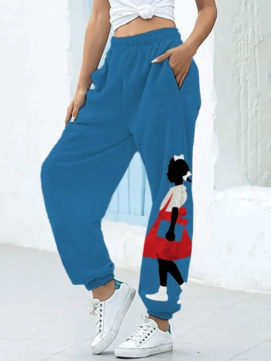 Black Girl Art Jogger Sweatpants Empowered Afro Woman Graphic Merch Gift For Women - Tradiviet - Image 2