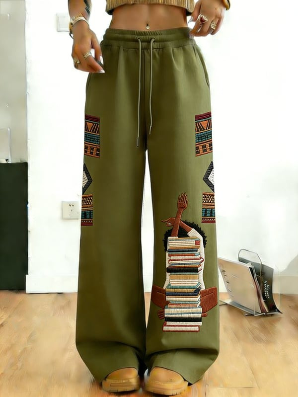 Black Girl Book Stack Sweatpants Afro Culture Streetwear Apparel Gift For Women - Tradiviet - Image 4