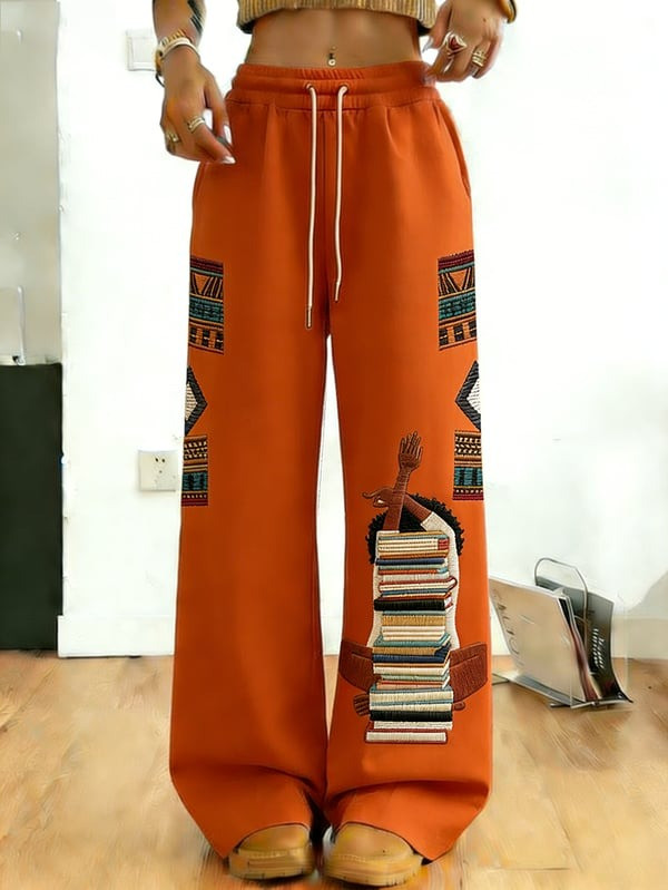 Black Girl Book Stack Sweatpants Afro Culture Streetwear Apparel Gift For Women - Tradiviet - Image 9