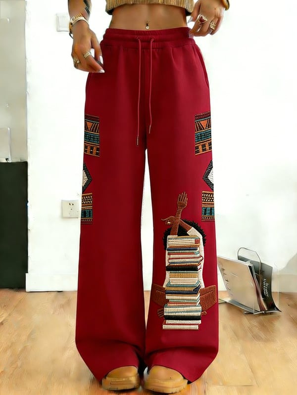 Black Girl Book Stack Sweatpants Afro Culture Streetwear Apparel Gift For Women - Tradiviet - Image 8