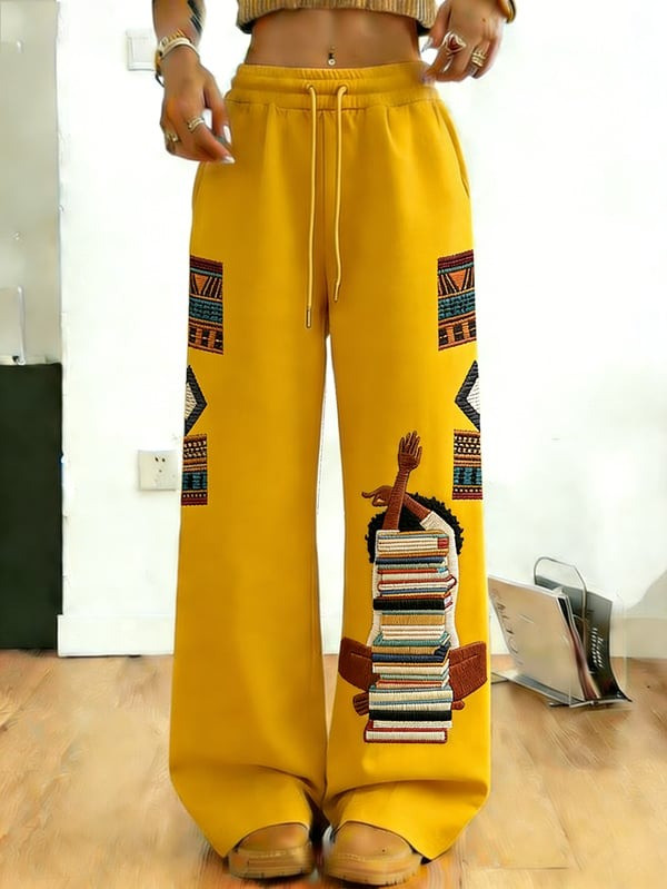 Black Girl Book Stack Sweatpants Afro Culture Streetwear Apparel Gift For Women - Tradiviet - Image 5