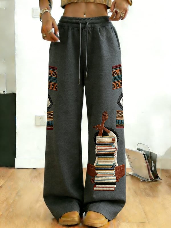 Black Girl Book Stack Sweatpants Afro Culture Streetwear Apparel Gift For Women - Tradiviet - Image 6