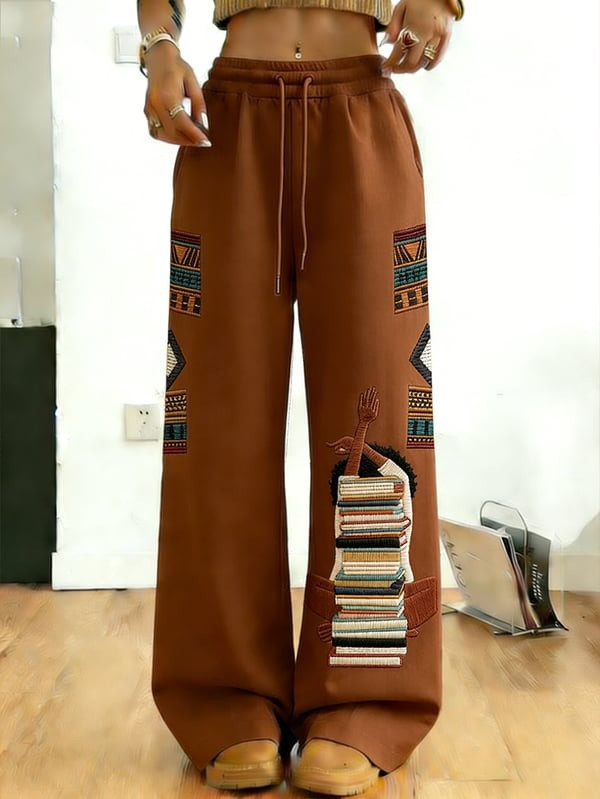 Black Girl Book Stack Sweatpants Afro Culture Streetwear Apparel Gift For Women - Tradiviet - Image 3