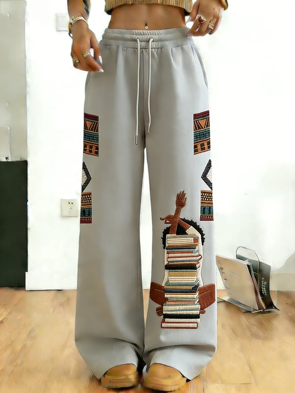 Black Girl Book Stack Sweatpants Afro Culture Streetwear Apparel Gift For Women - Tradiviet - Image 7