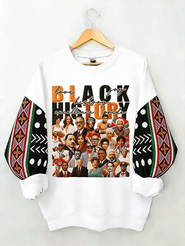 Black History Month Sweatshirt Love History Excellence Pride Joy Graphic Crewneck Gift For Her - Tradiviet