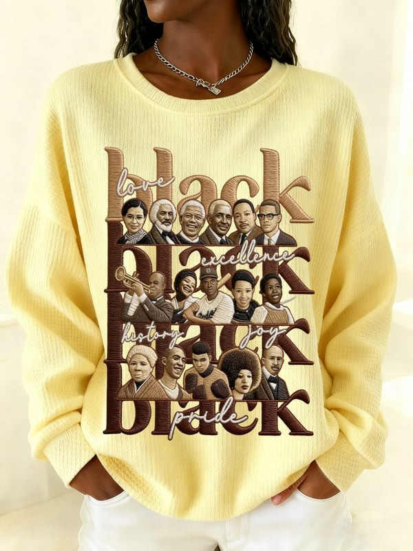 Black History Month Waffle Knit Sweatshirt Love Excellence History Pride Joy Gift For Her - Tradiviet - Image 5