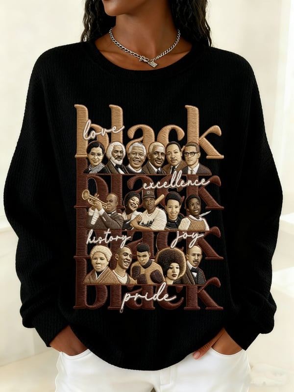 Black History Month Waffle Knit Sweatshirt Love Excellence History Pride Joy Gift For Her - Tradiviet - Image 6