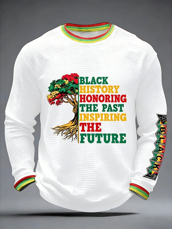 Black History Waffle Long Sleeve Shirt Honoring The Past Inspiring The Future Gift For Dad - Tradiviet - Image 2