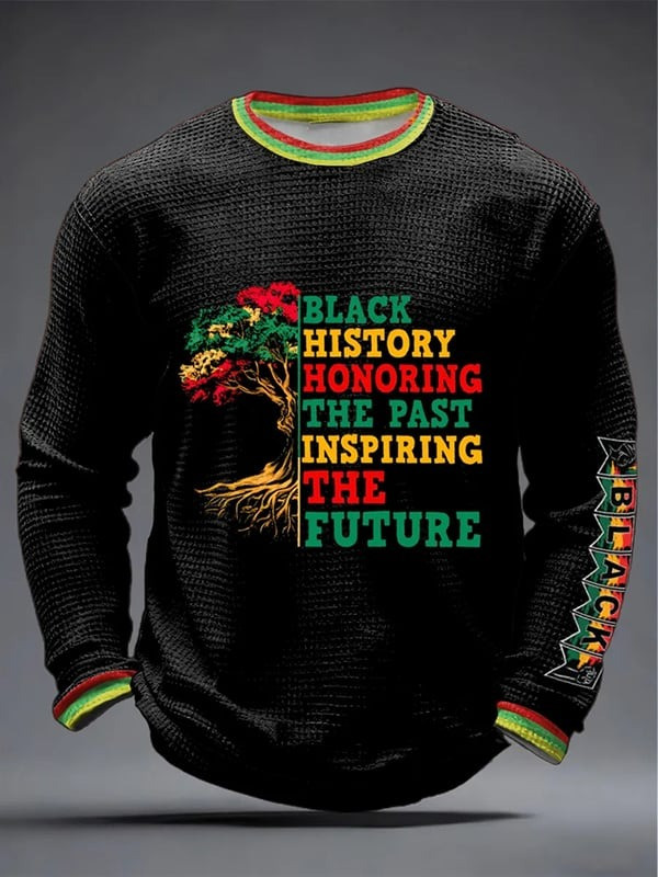 Black History Waffle Long Sleeve Shirt Honoring The Past Inspiring The Future Gift For Dad - Tradiviet