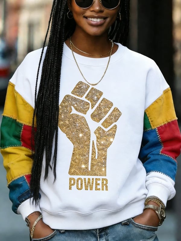 Black Power Fist Sweatshirt Empowerment Statement Hooded Apparel Gifts For Women - Tradiviet - Image 2