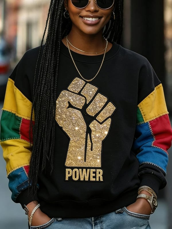 Black Power Fist Sweatshirt Empowerment Statement Hooded Apparel Gifts For Women - Tradiviet