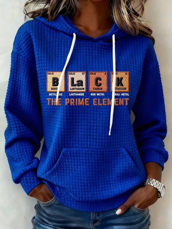Black The Prime Element Waffle Hoodie Periodic Table Inspired Crewneck Gift For Her - Tradiviet - Image 3