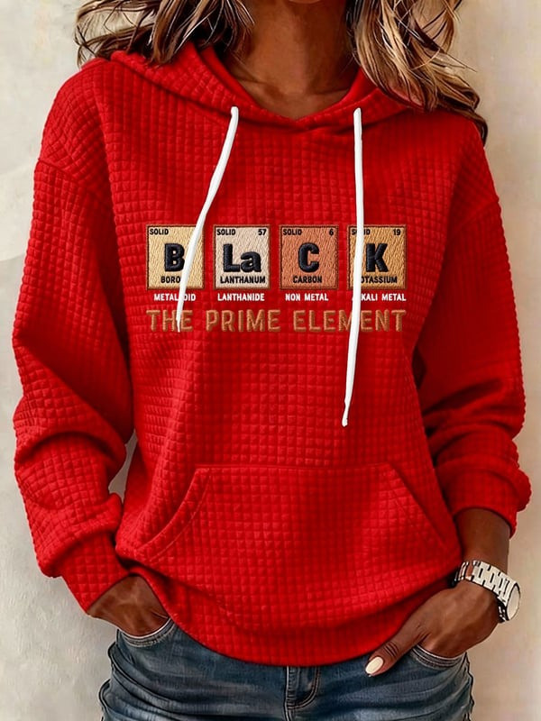 Black The Prime Element Waffle Hoodie Periodic Table Inspired Crewneck Gift For Her - Tradiviet - Image 4