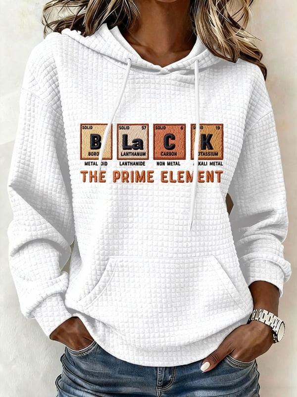 Black The Prime Element Waffle Hoodie Periodic Table Inspired Crewneck Gift For Her - Tradiviet