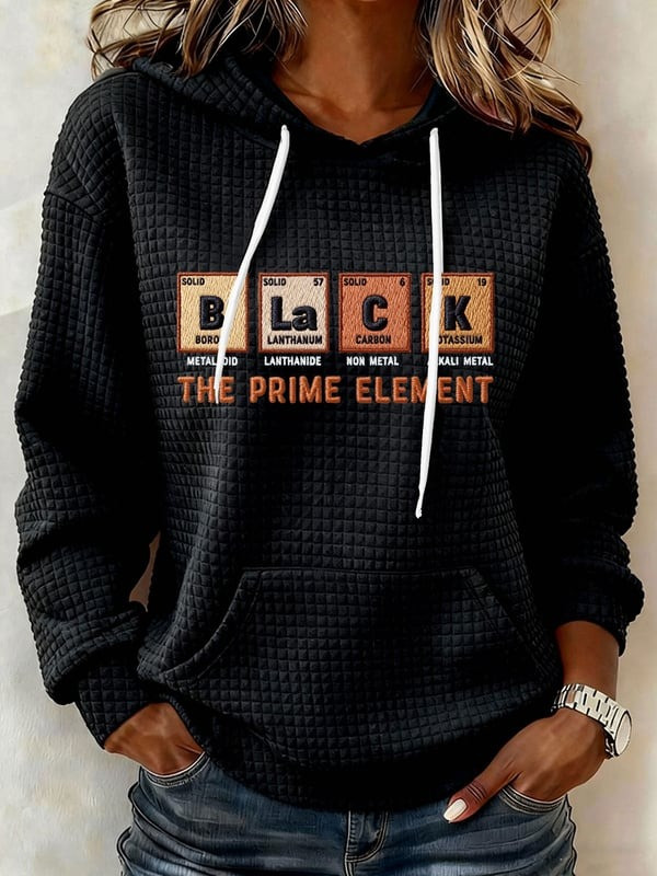 Black The Prime Element Waffle Hoodie Periodic Table Inspired Crewneck Gift For Her - Tradiviet - Image 2