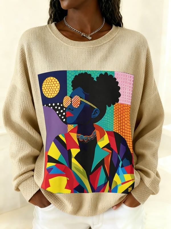 Black Woman Pop Sweatshirt Colorful Art Afro Cultural Pride Clothing Gift For Her - Tradiviet