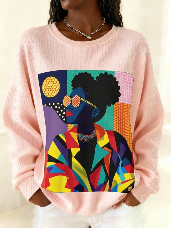 Black Woman Pop Sweatshirt Colorful Art Afro Cultural Pride Clothing Gift For Her - Tradiviet - Image 5